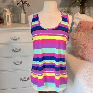 Lukka fitness tank Colorful multicolor stripe womens L New Top Running A…